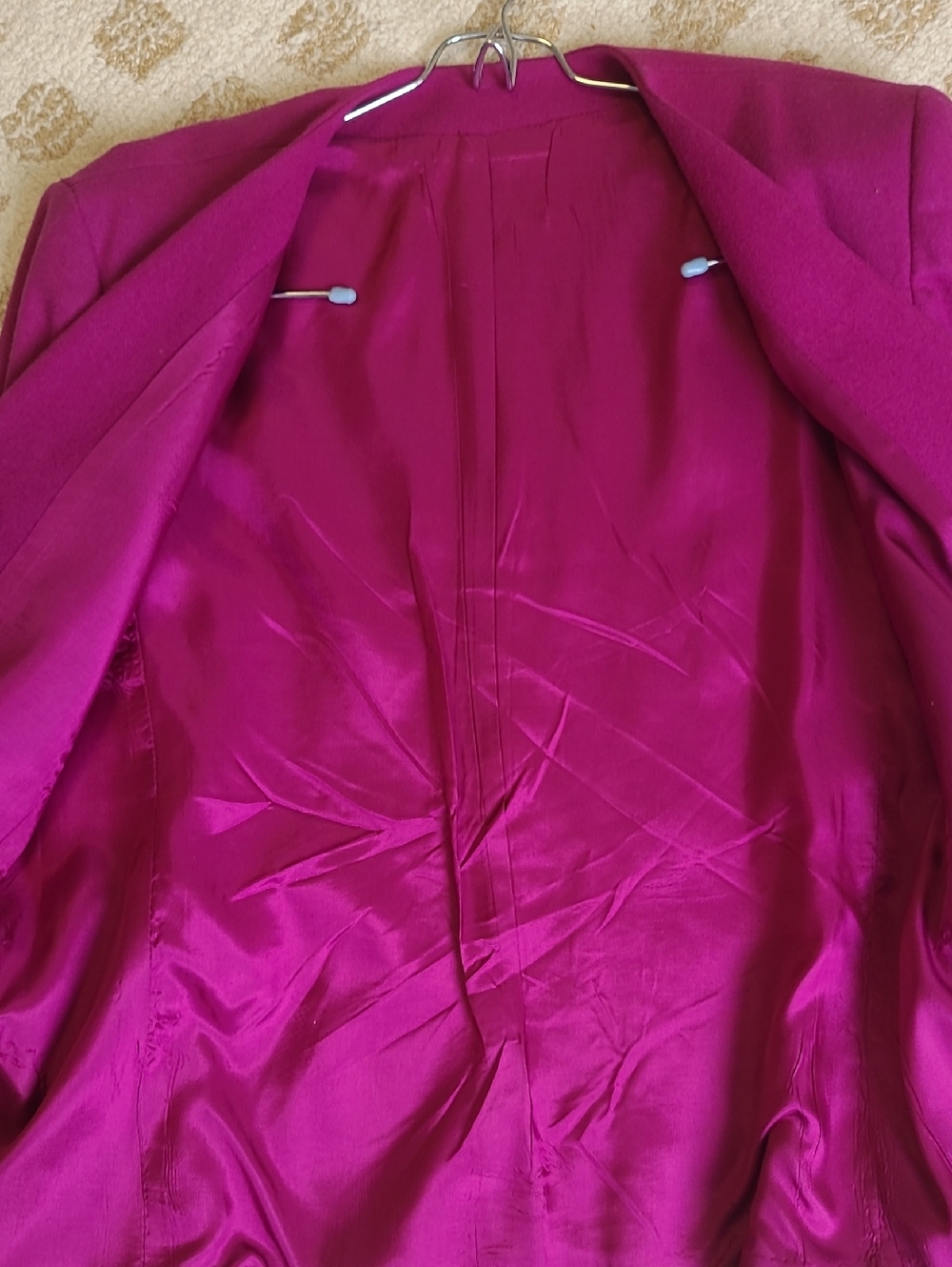 Vintage 100% Wool Women's Fuchsia Single-Button Blazer - Picture 5 of 8